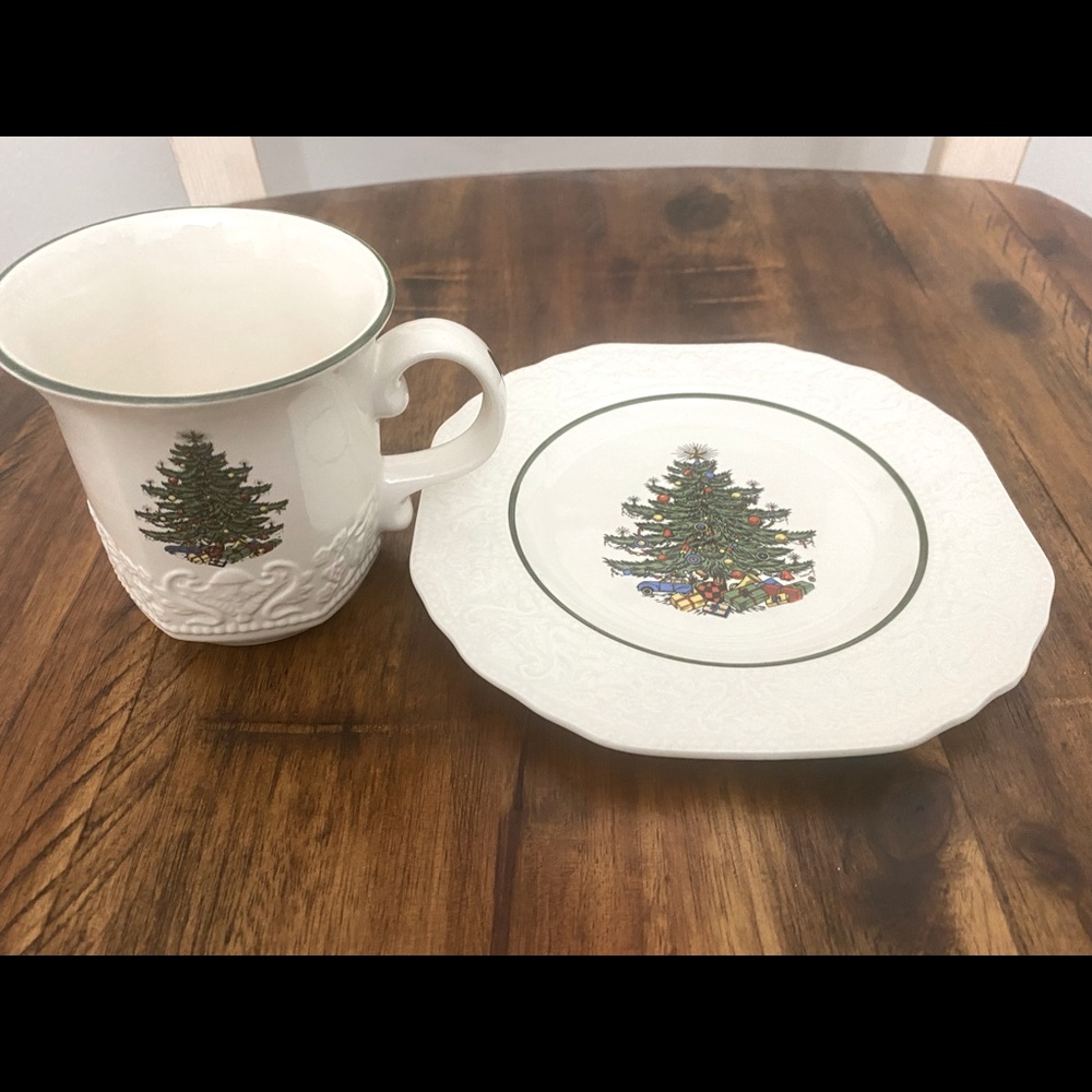 OBO - Cuthbertson Embossed Christmas Cup and Saucers